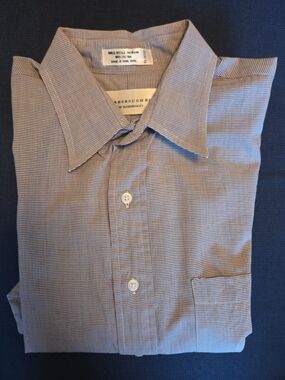 Peterborough Row Bloomingdale's 16 32/33 Blue Micro Check Shirt 100% Cotton